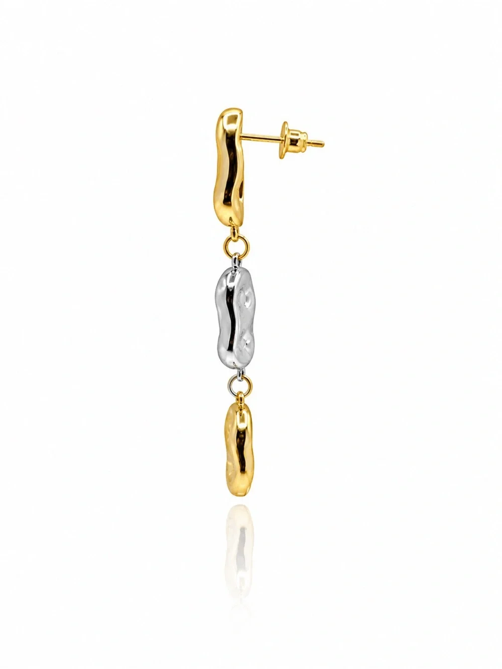 Mixed Metal Drop Earrings - Picture 2 of 2